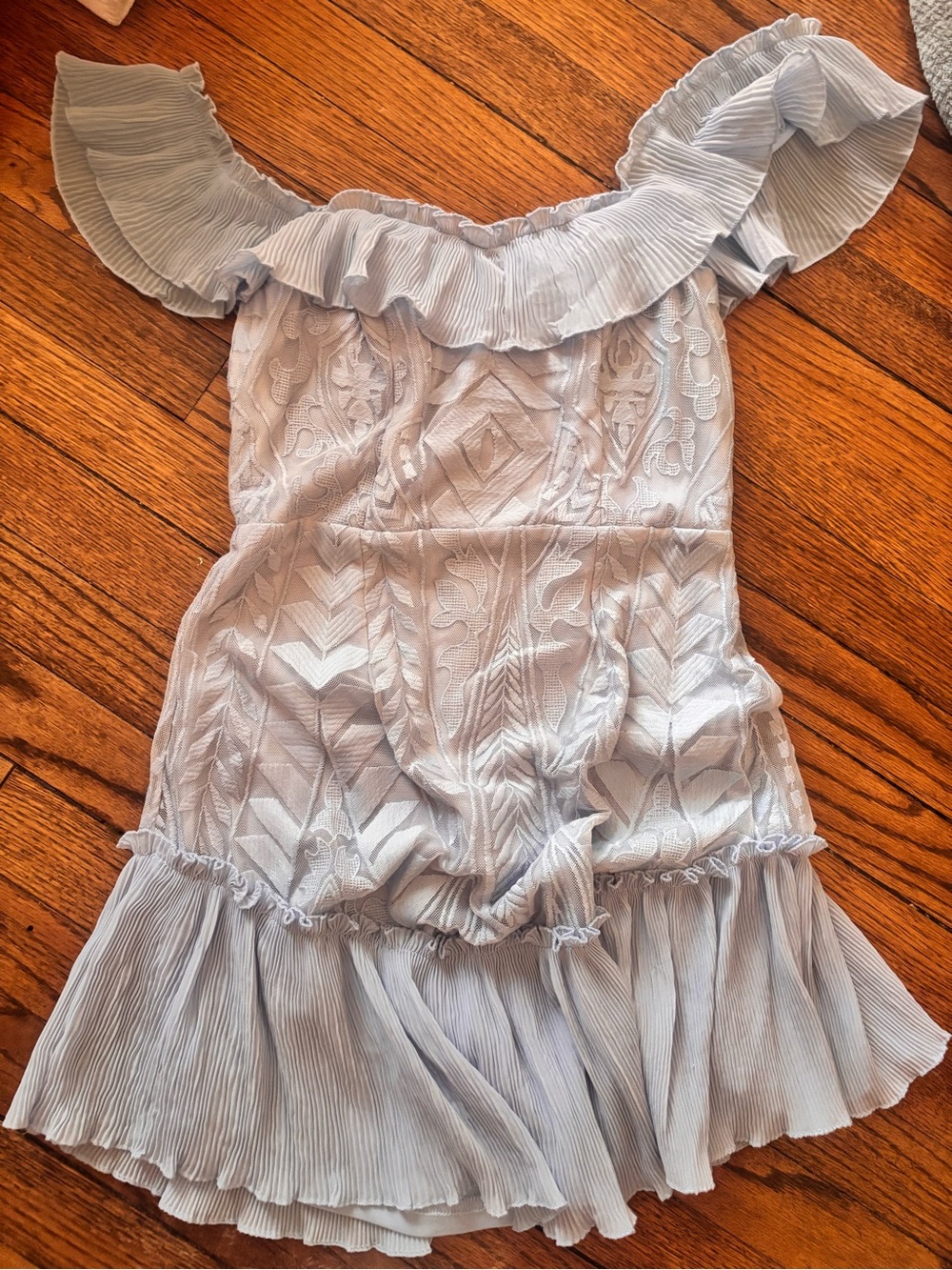 Light Blue Ruffle Off-Shoulder Mini Dress